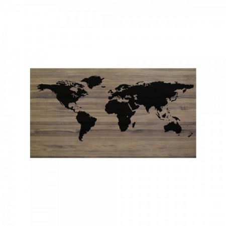 Cabecero roble oscuro 'World Map negro'