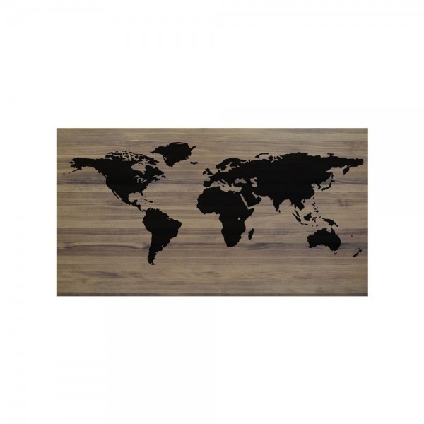 Cabecero roble oscuro 'World Map negro'