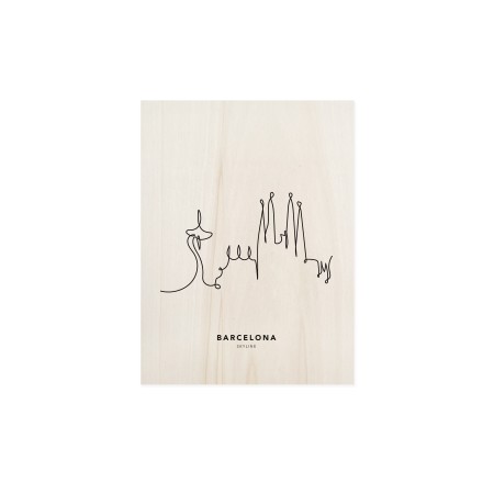 Cuadro de madera Barcelona Skyline