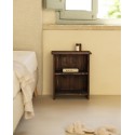 Mesita de noche de madera maciza en tono nogal de 50x42cm