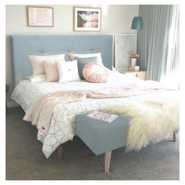 Cabecero Poliéster botones verde azulado + banqueta | Venta de todo